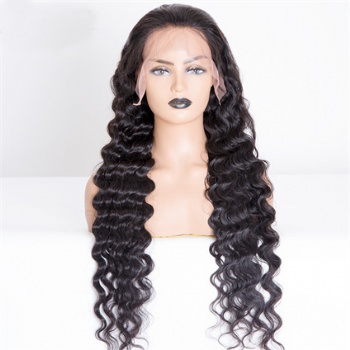 30in Natural Color Curly Virgin Hair, Full Lace Wig