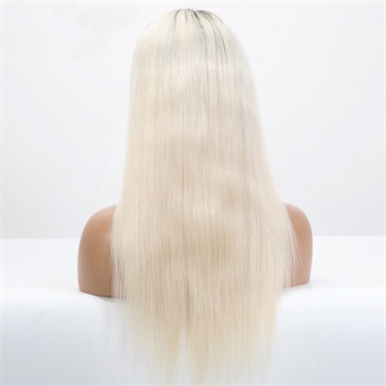 18in Dark Rooted White Virgin Hair , 5in HD Lace Top Wig