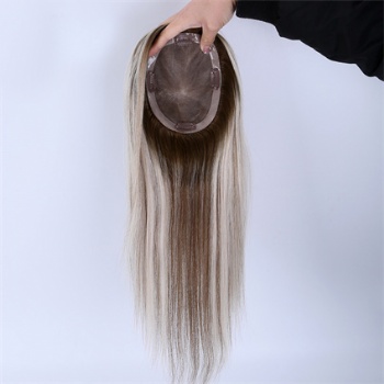 Top Quality Ombre Blonde Highlight Brown 5X6.5＂Mono Toppers