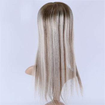 Top Quality Ombre Blonde Highlight Brown 5X6.5＂Mono Toppers
