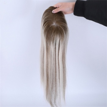 Top Quality Ombre Blonde Highlight Brown 5X6.5＂Mono Toppers
