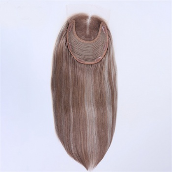 Full Ends Highlight White 7X8＂Weft With 4x4＂Lace Front Toppers