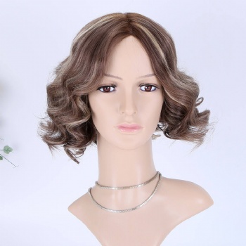 10in Brown Highlighted Blonde, 5x5 Monofilament Top Wig